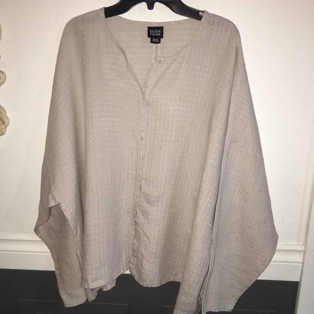 EILEEN FISHER 100%  Irish LINEN  full SLEEVES TUNIC